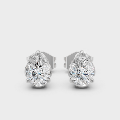 0.50 Carat Each Lab-Grown Pear Cut Diamond Stud Earrings In White Gold