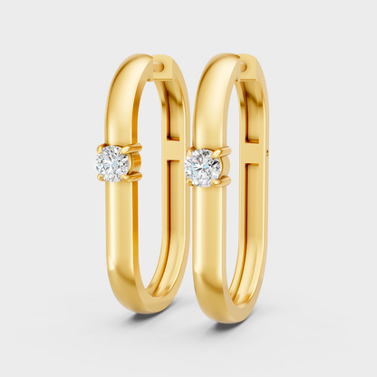 Round-Cut Lab-Grown Diamond Hoop Earrings in 18K Yellow Gold