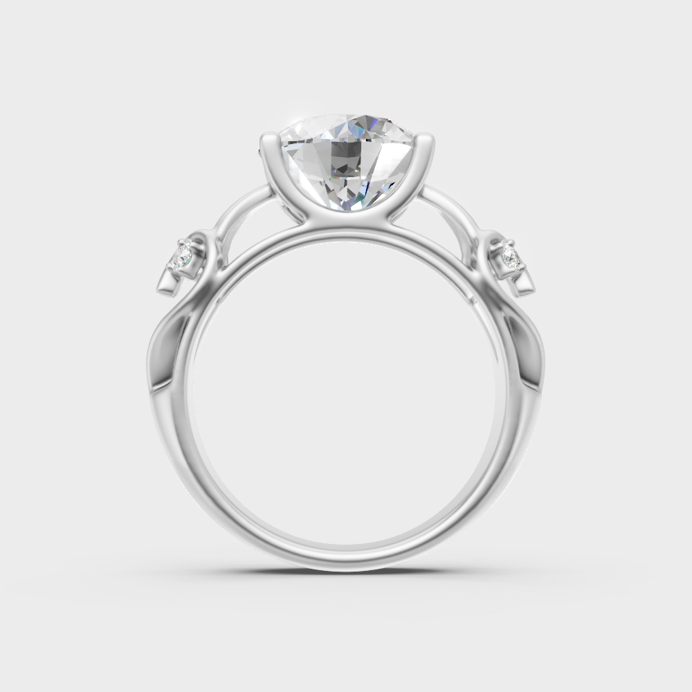 White Gold Round-Shaped Lab-Grown Diamond Ring With Hallmark Gold Quality
