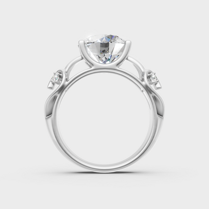 White Gold Round-Shaped Lab-Grown Diamond Ring With Hallmark Gold Quality