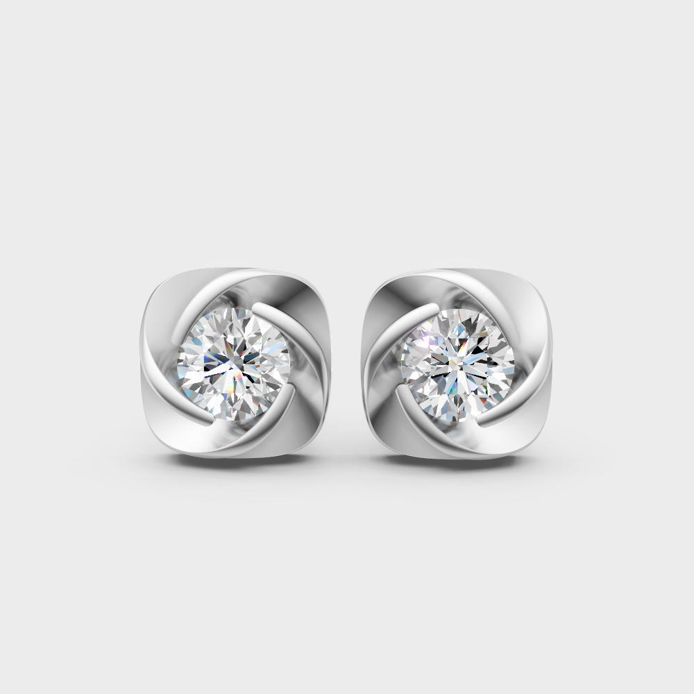 1.80 Ctw Round Cut Lab Grown Diamond Stud Earrings In 14K White Gold Classic Setting