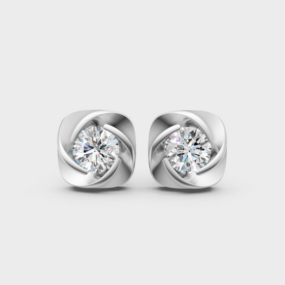 1.80 Ctw Round Cut Lab Grown Diamond Stud Earrings In 14K White Gold Classic Setting