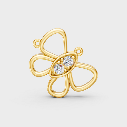Classic 14K Yellow Gold Diamond Charm Featuring Round Lab Diamond