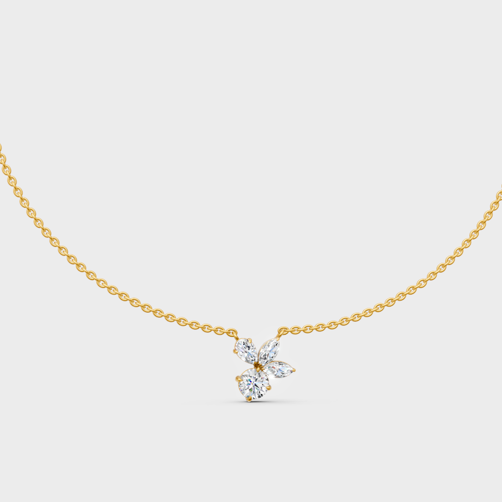 Classic 14K Yellow Gold Multi-Stone Charm Featuring Pear Marquise And Round Lab Diamonds
