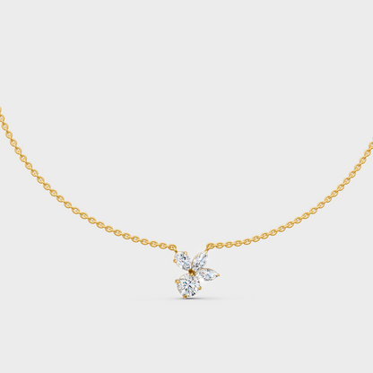 Classic 14K Yellow Gold Multi-Stone Charm Featuring Pear Marquise And Round Lab Diamonds
