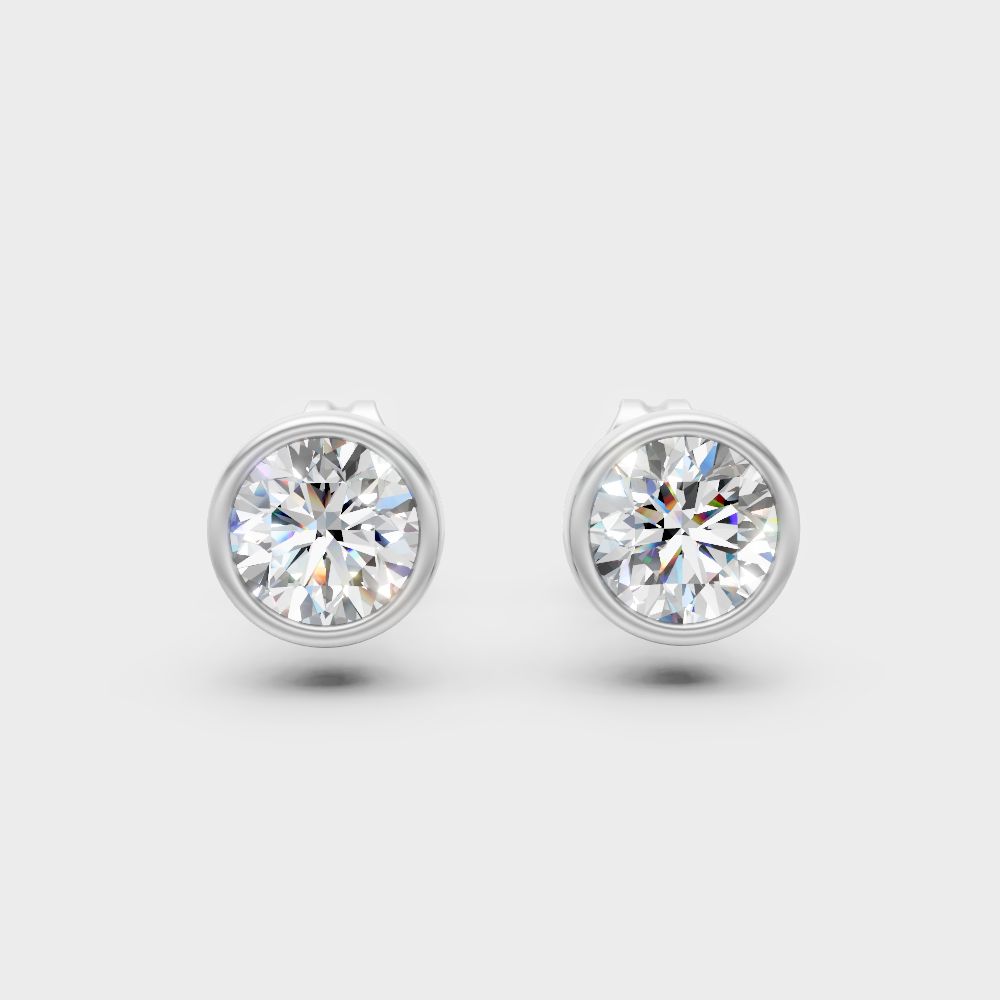 0.50 Carat Each Round Cut Lab-Grown Diamond Stud Earrings In White Gold