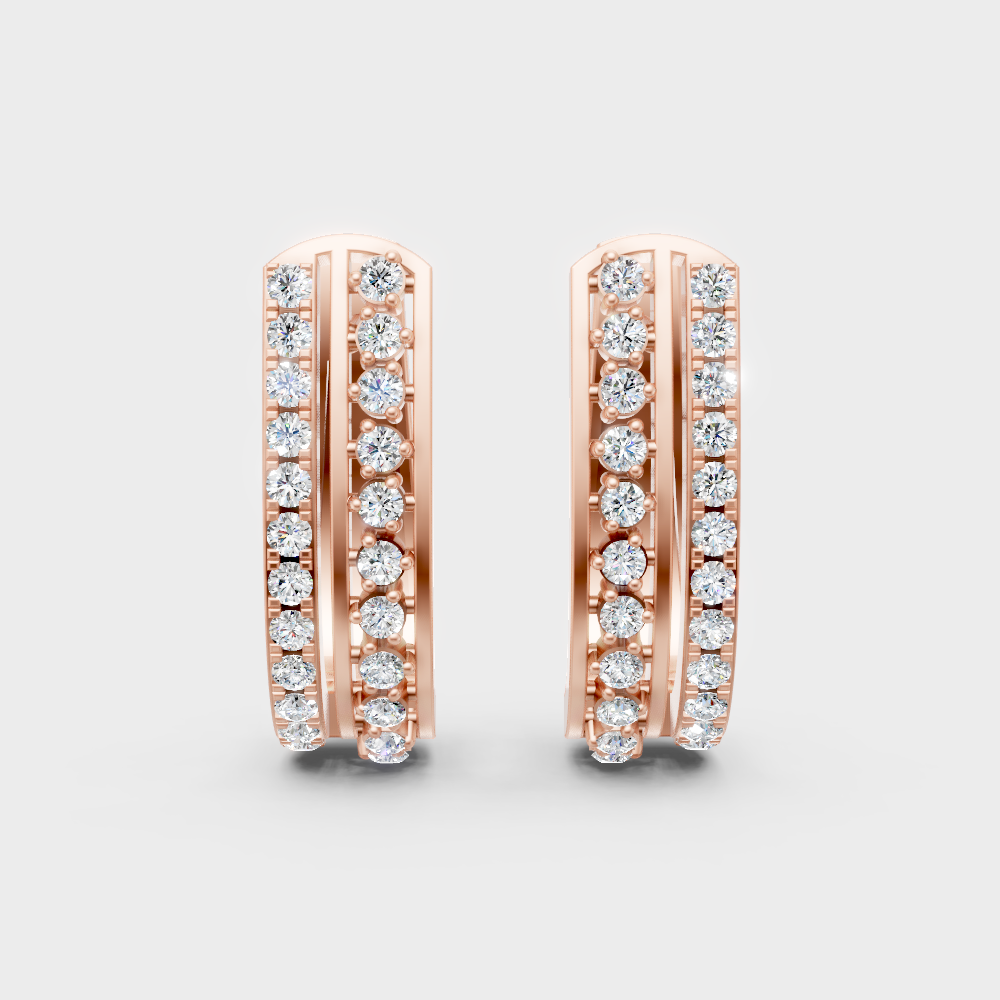 0.55 Ct GLI Certified Lab-Grown Round Diamond Hoop Earrings In Rose Gold
