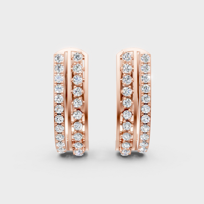 0.55 Ct GLI Certified Lab-Grown Round Diamond Hoop Earrings In Rose Gold