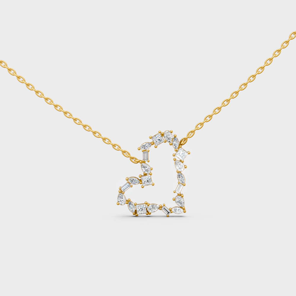 2 Ct Multi-Shape Lab-Grown Diamond Pendant With Chain In Yellow Gold