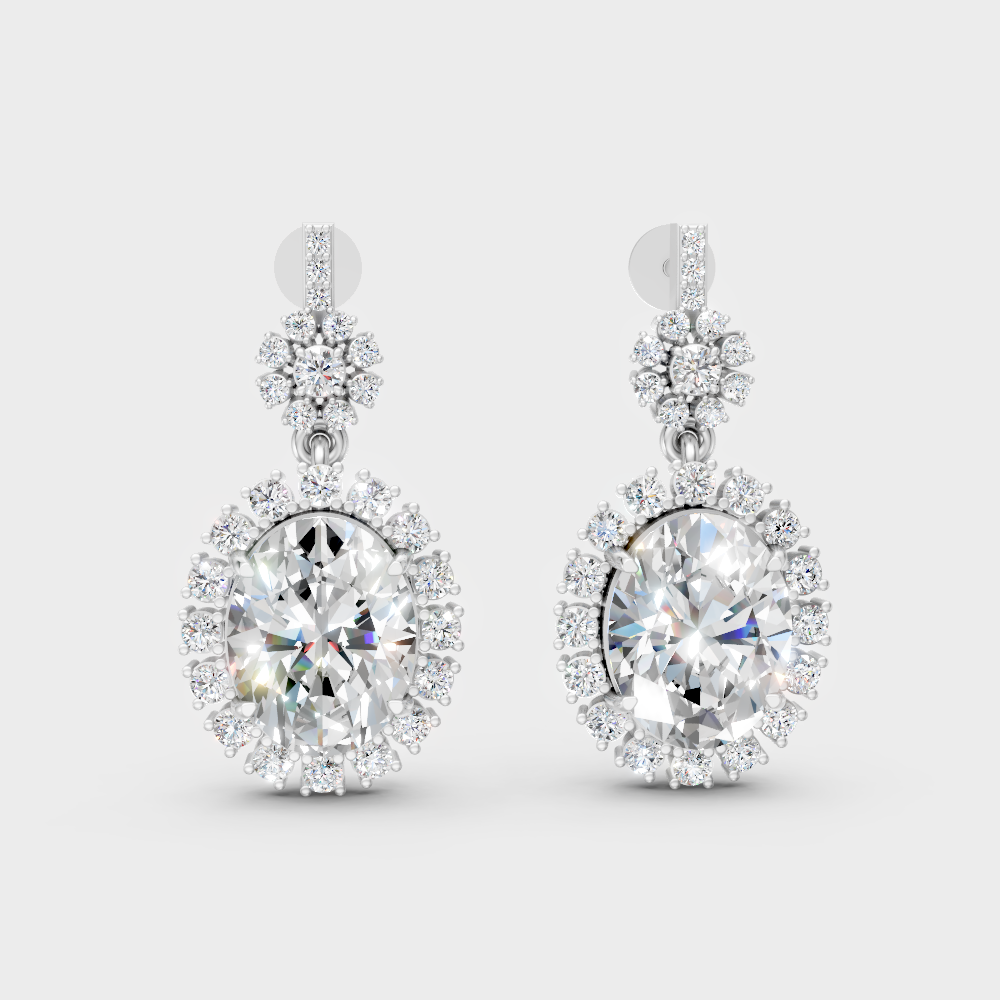 Certified Lab-Grown Diamond Dangler Earrings In Hallmark White Gold