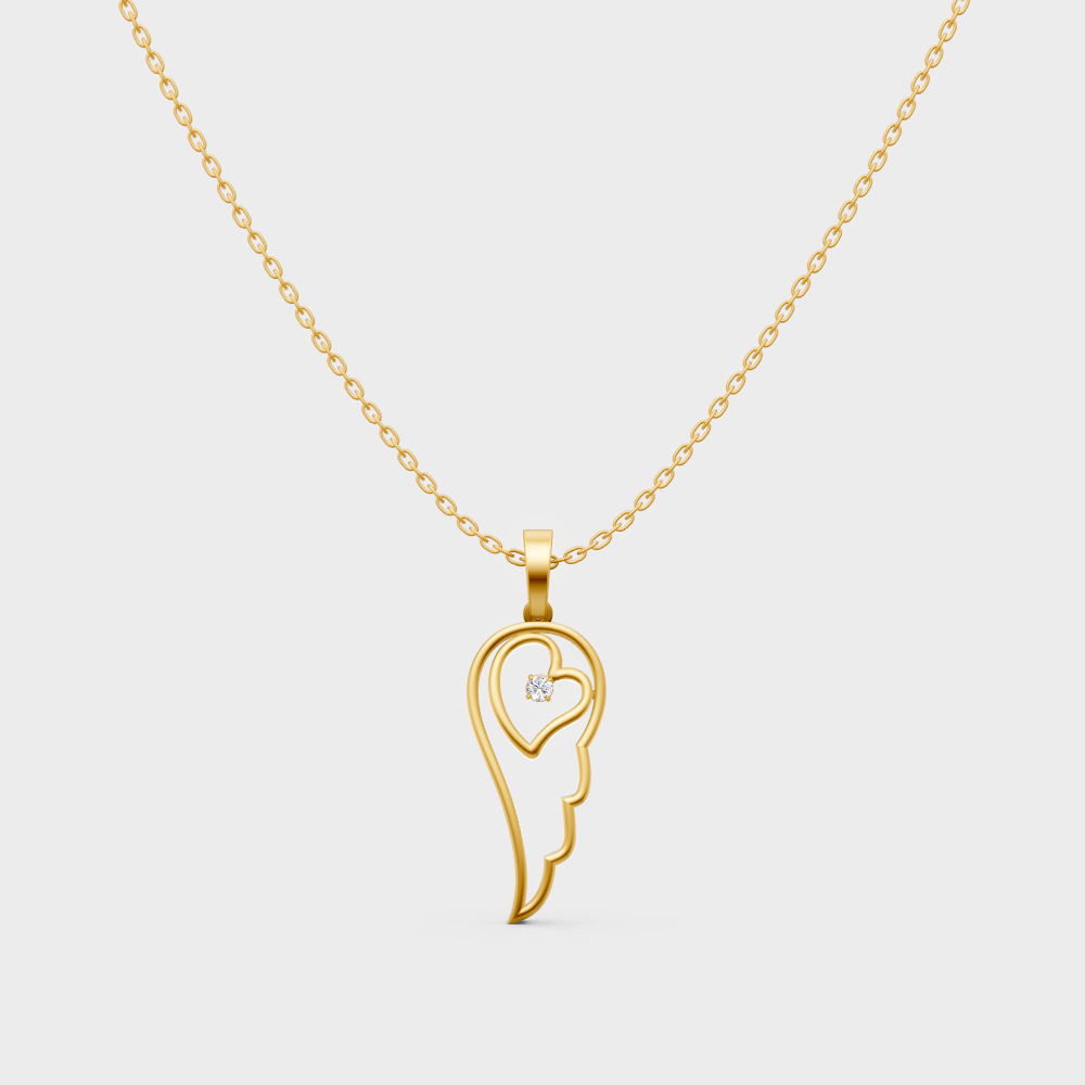 0.045 Ct Round Lab-Grown Diamond Pendant With Chain In Yellow Gold