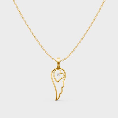 0.045 Ct Round Lab-Grown Diamond Pendant With Chain In Yellow Gold