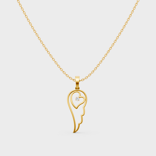 0.045 Ct Round Lab-Grown Diamond Pendant With Chain In Yellow Gold