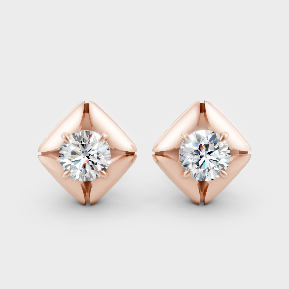 Round Cut Lab Grown Diamond Earrings in