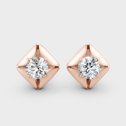 Round Cut Lab Grown Diamond Earrings in