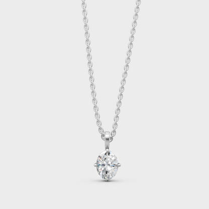 1 Ct Oval Cut Certified Lab-Grown Diamond Pendant White Gold