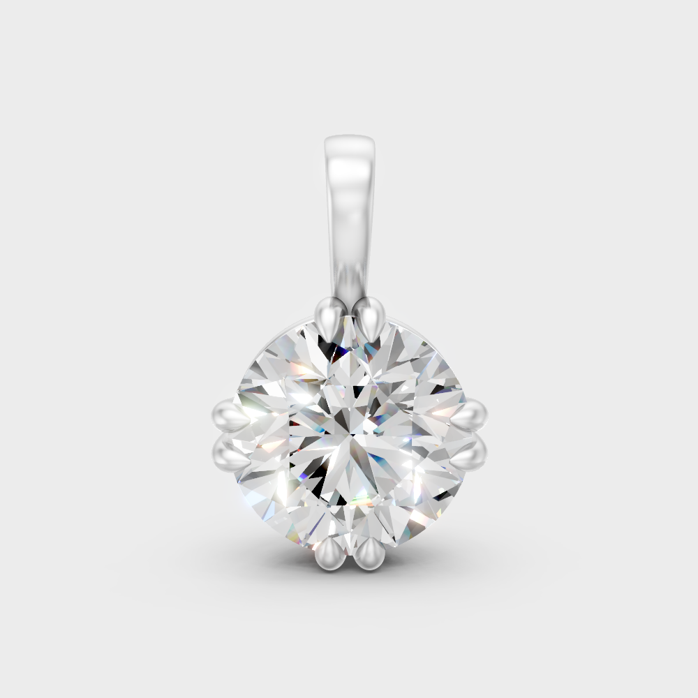 Round Cut 1 Ct Lab Grown Diamond Pendant Without Chain Platinum