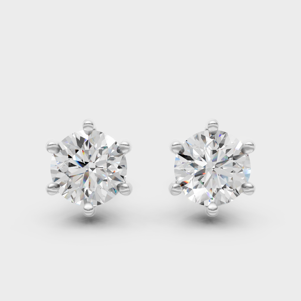 1.20 Ct Total Round Cut Lab-Grown Diamond Stud Earrings 0.60 Ct Each In White Gold