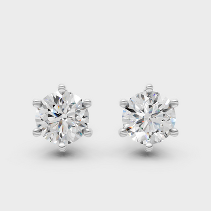 1.20 Ct Total Round Cut Lab-Grown Diamond Stud Earrings 0.60 Ct Each In White Gold