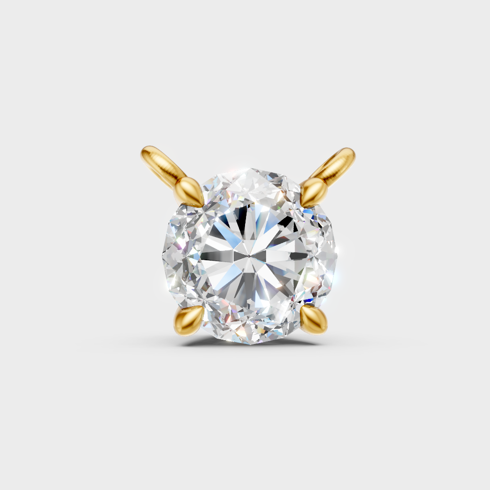 1 Carat Round Lab-Grown Diamond Pendant Yellow Gold 9K