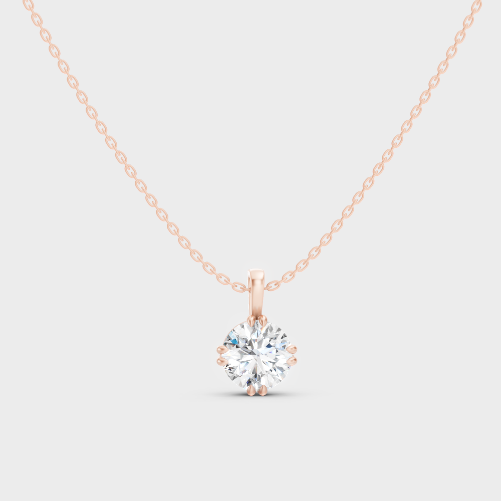1 Ct Round Cut Lab-Grown Diamond Pendant Rose Gold