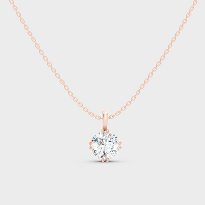 1 Ct Round Cut Lab-Grown Diamond Pendant Rose Gold