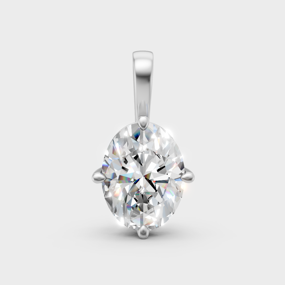 Luxury Oval Diamond Pendant White Gold Jewelry