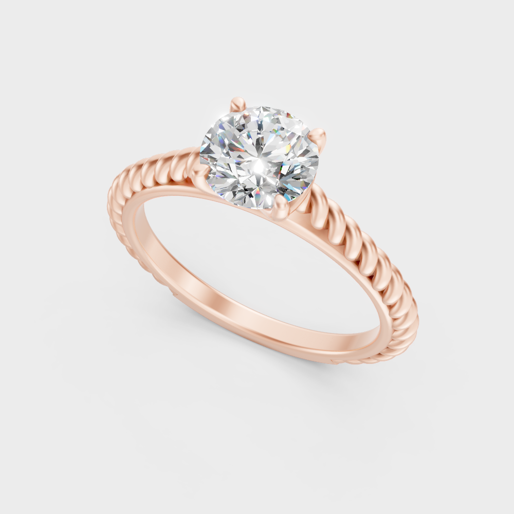 Unique Rose Gold Ring Featuring A Igi Certified Round Lab Diamond Solitaire