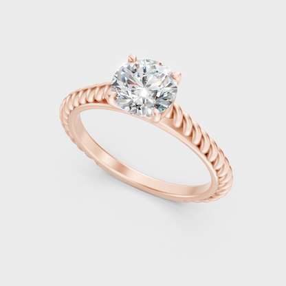 Unique Rose Gold Ring Featuring A Igi Certified Round Lab Diamond Solitaire
