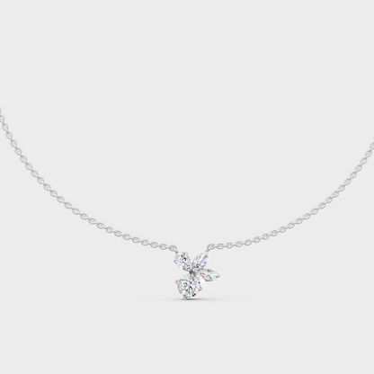 leek 18K White Gold Cluster Pendant Featuring Pear Marquise And Round Lab Diamonds