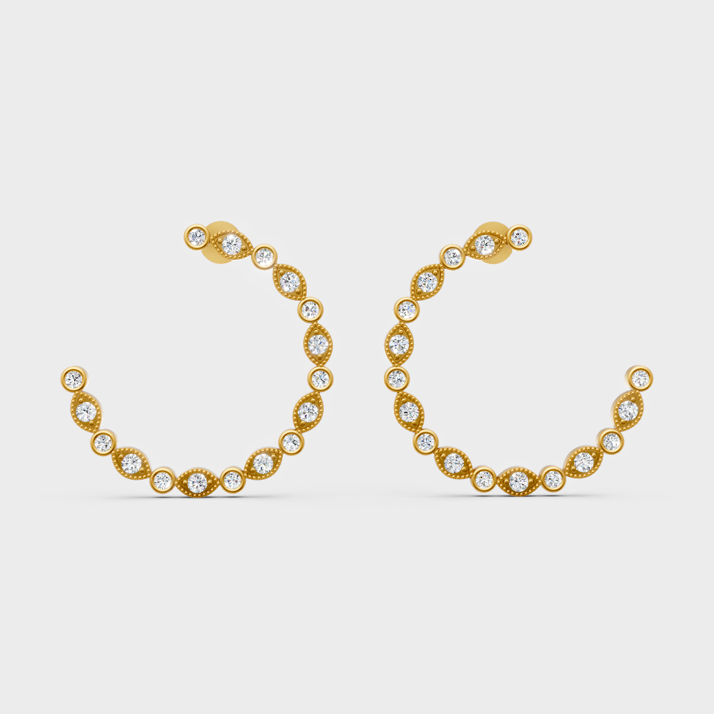 Classic 14K yellow gold diamond hoops with hallmarked ethical luxury diamonds
