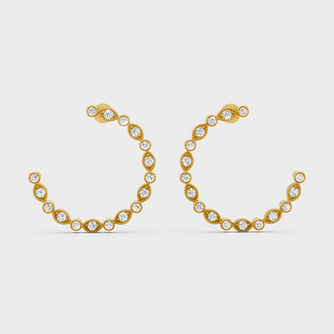 Classic 14K yellow gold diamond hoops with hallmarked ethical luxury diamonds