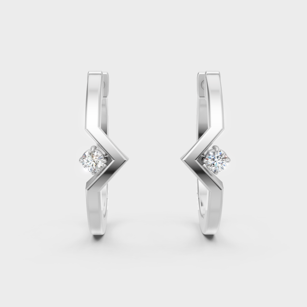 Minimalist Round Cut Lab Diamond Hoop Earrings In 14K White Gold