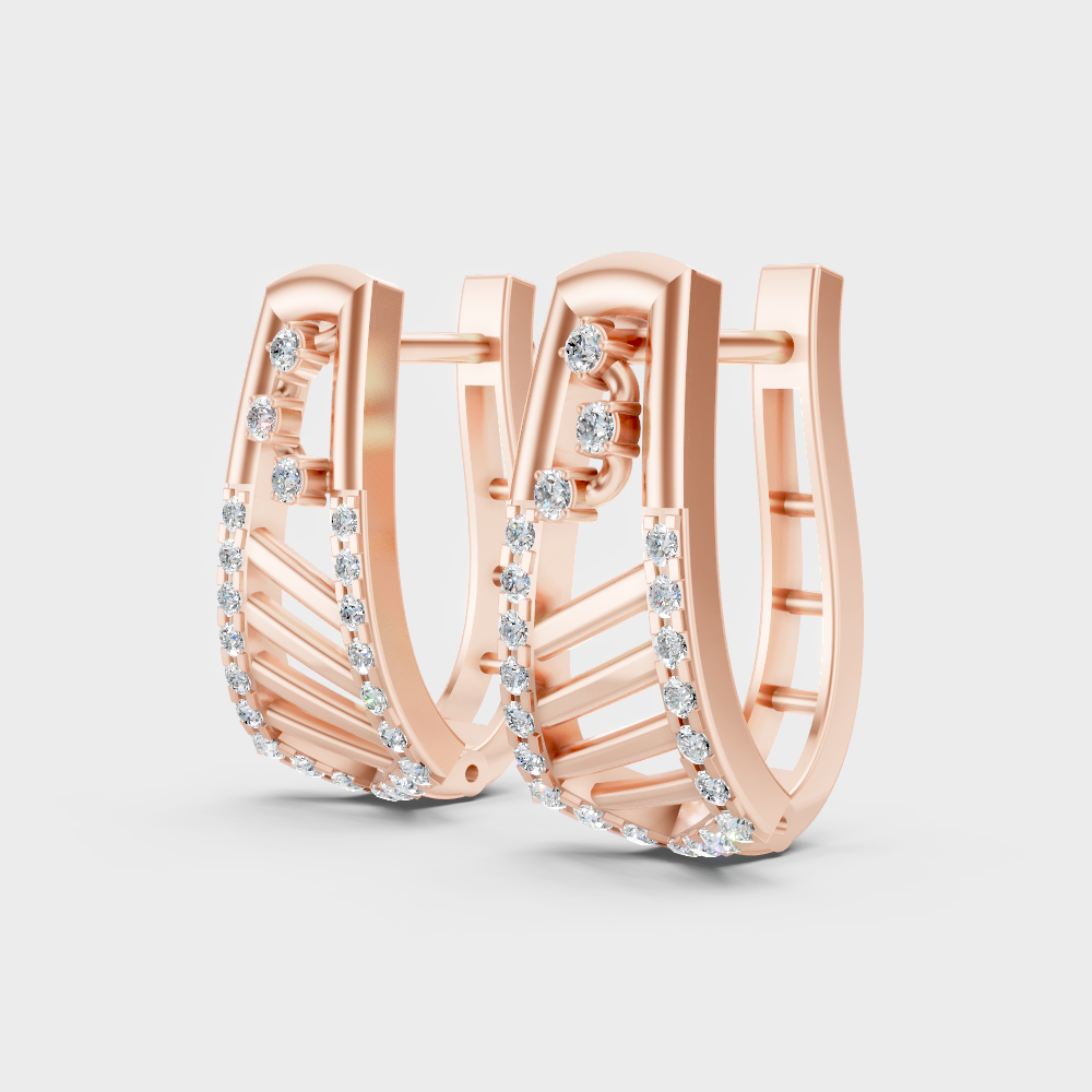 Hallmark Rose Gold Round Cut Lab Diamond Hoop Earrings For Women