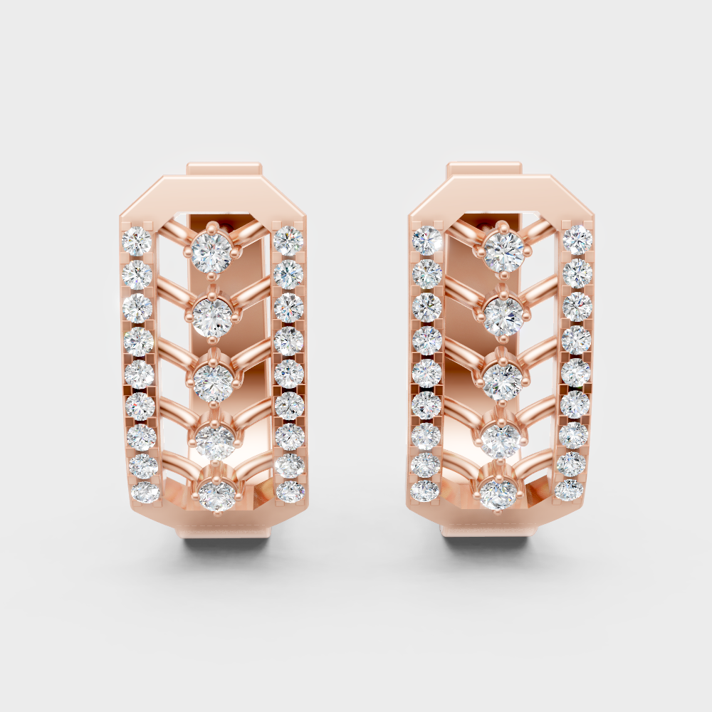 0.44 Ct GLI Certified Lab-Grown Round Diamond Hoop Earrings In Rose Gold