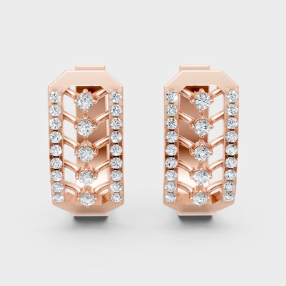 0.44 Ct GLI Certified Lab-Grown Round Diamond Hoop Earrings In Rose Gold