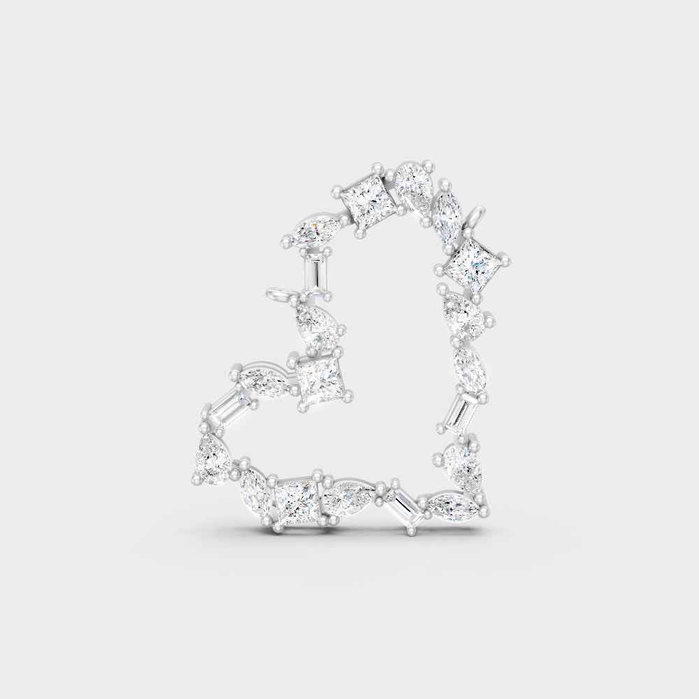 High-Polish 950 Platinum Mixed-Cut Lab Diamond Pendant For A Brilliant Look