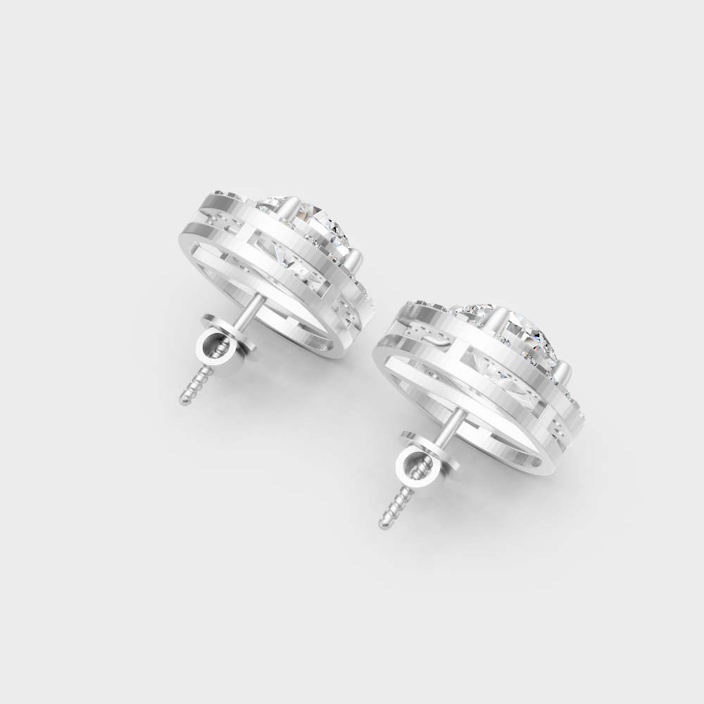 Certified 2.55 Ct Round Halo Diamond Earrings Platinum