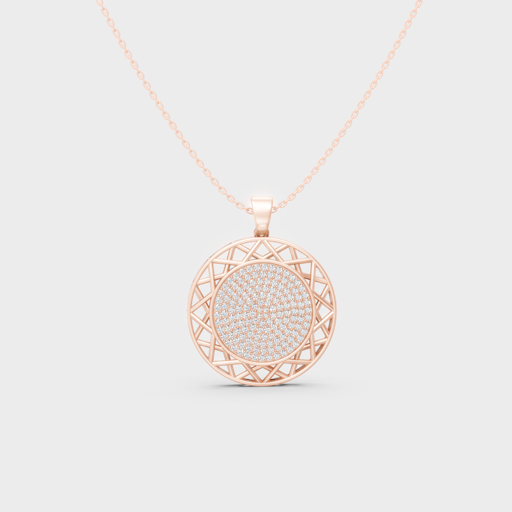 Romantic 18K Rose Gold Diamond Pendant With Round Lab-Grown Diamonds