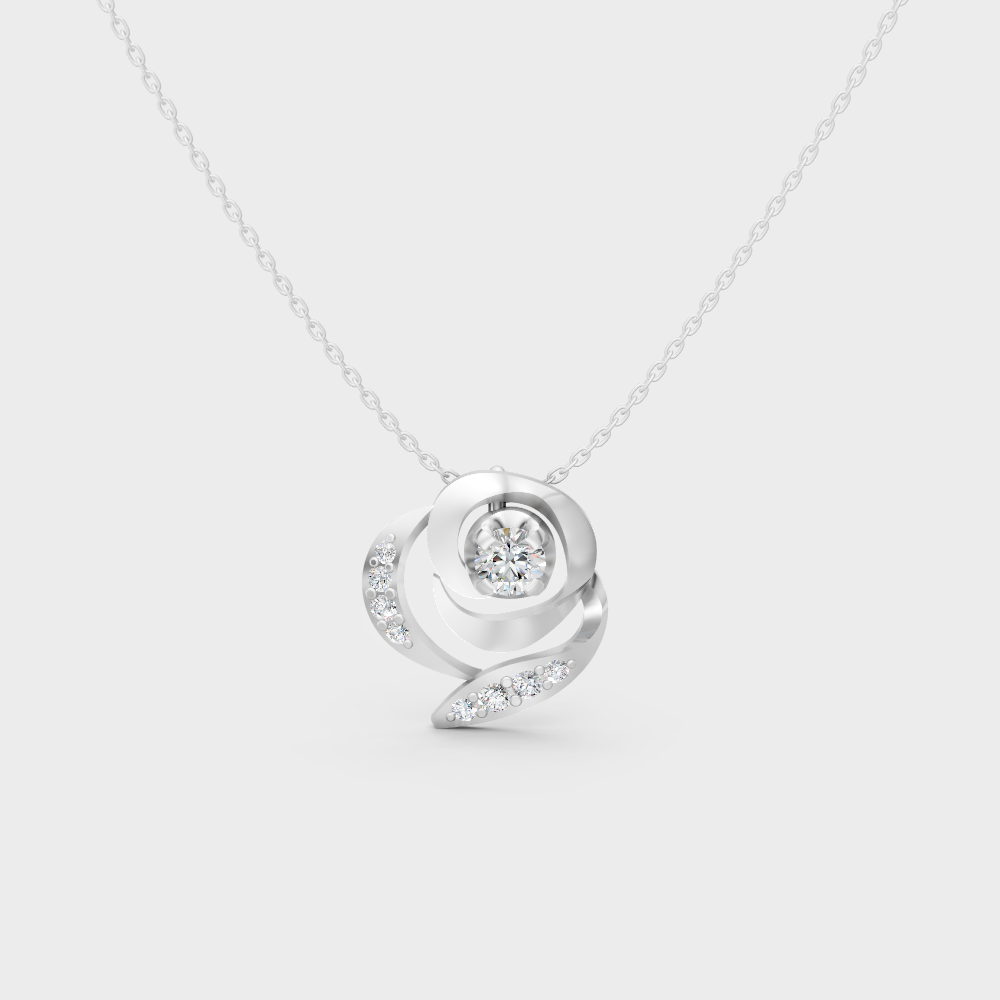 0.35 Ct Round Lab-Grown Diamond Pendant With Chain In White Gold