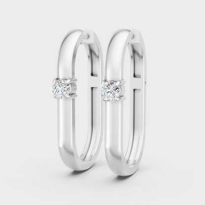Premium 950 Platinum Round-Cut Lab-Grown Diamond Hoop Earrings
