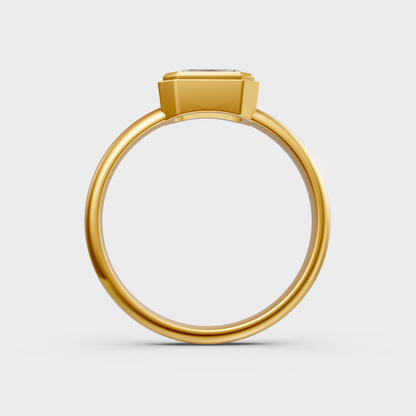 9K yellow gold emerald-cut diamond ring for a timeless and ethical proposal