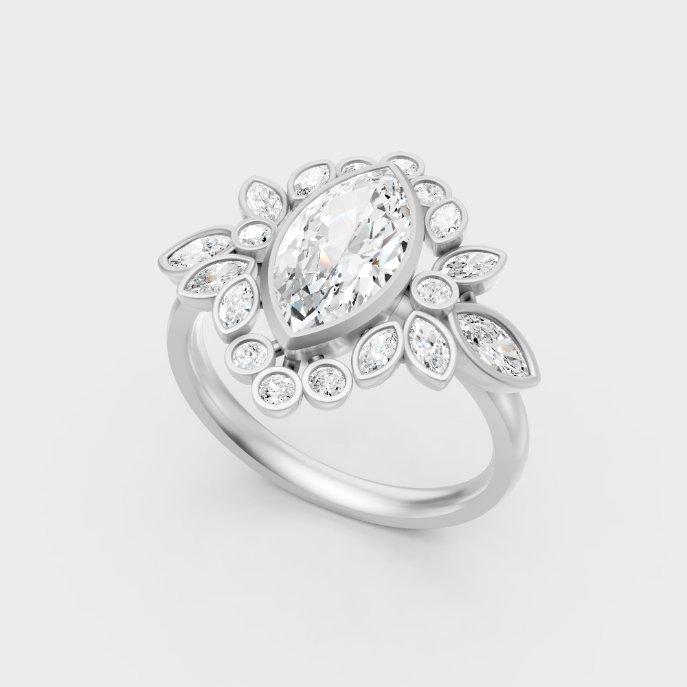 Sleek 18K White Gold Engagement Ring Featuring Lab-Grown Diamond Weight