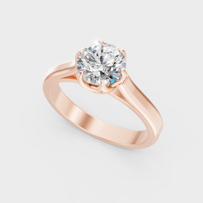 Rose Gold Round-Cut Lab-Grown Diamond Ring For Ethical Luxury