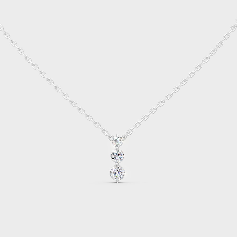 1.11 Ct Round Lab-Grown Diamond Pendant With Chain In White Gold