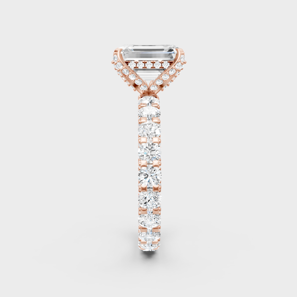 High-Polish Rose Gold 7.28 Carat Emerald Lab Diamond Ring For Maximum Sparkle
