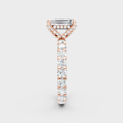 High-Polish Rose Gold 7.28 Carat Emerald Lab Diamond Ring For Maximum Sparkle