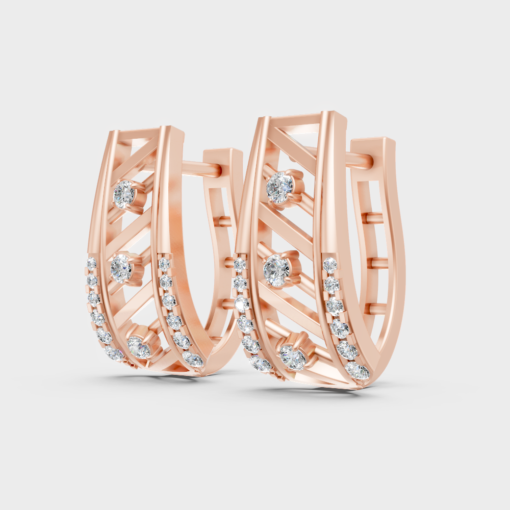 Elegant Rose Gold Lab-Grown Diamond Hoop Earrings 0.17 Ct Each