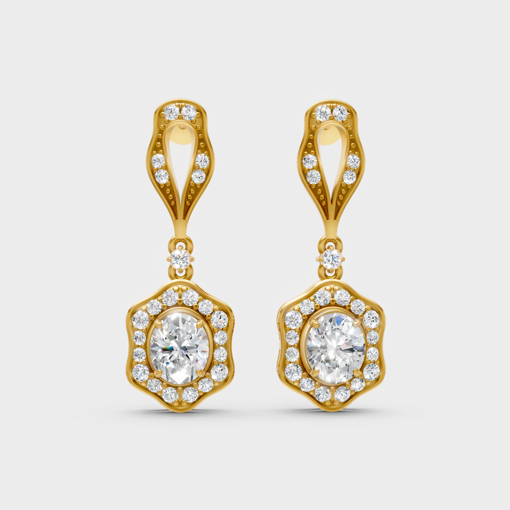 Certified Lab-Grown Diamond Dangler Earrings In Hallmark Yellow Gold