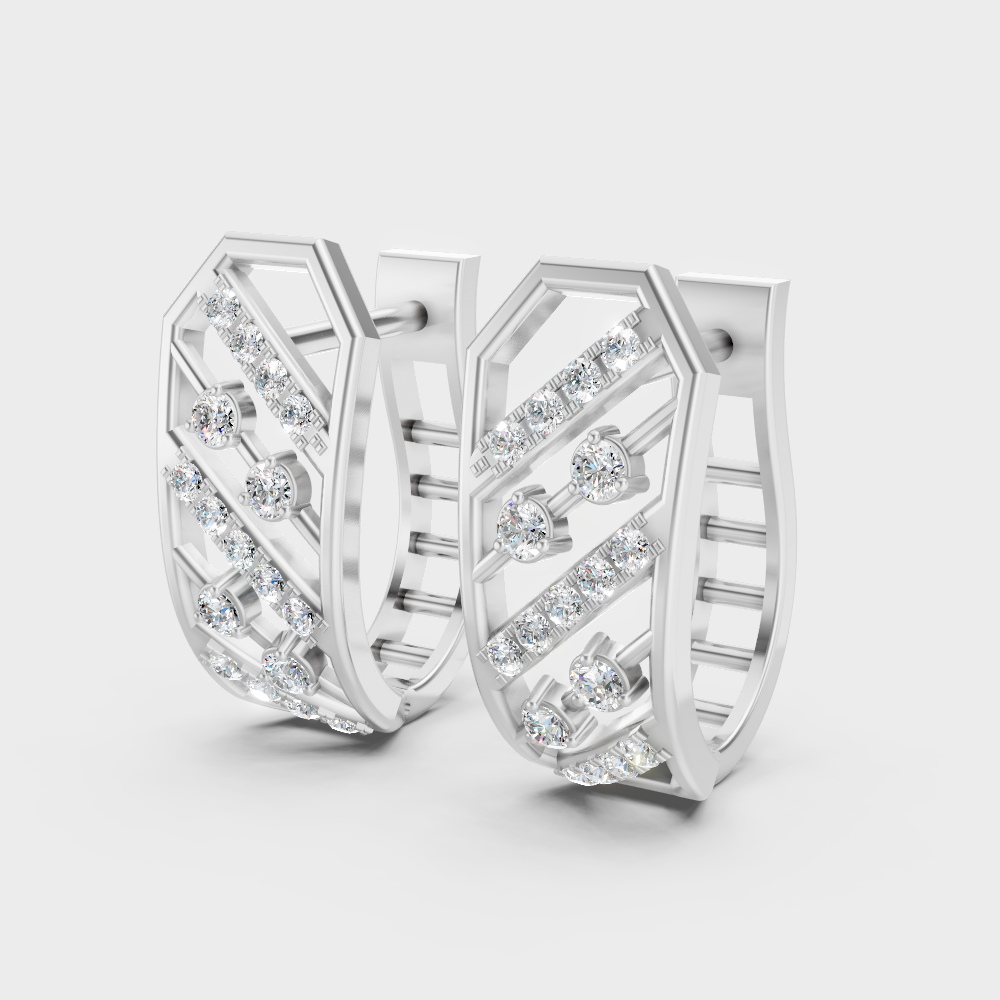 950 Platinum GLI Certified Lab-Grown Diamond Hoop Earrings